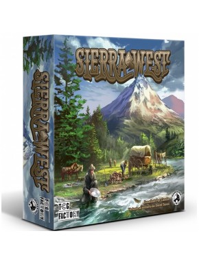 Caixa do jogo de tabuleiro Sierra West e cartas
