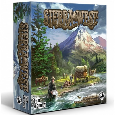Caixa do jogo de tabuleiro Sierra West e cartas