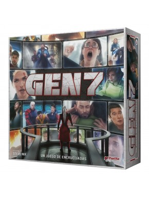 Caixa e componentes do jogo de tabuleiro Gen7