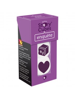 Caixa roxa com dados Story Cubes ML Enigma
