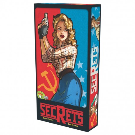 Boîte de jeu de société Secrets avec thème Guerre Froide.