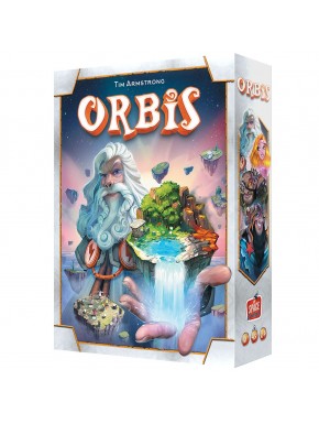 Caixa do jogo de tabuleiro Orbis com ilustrações de deuses