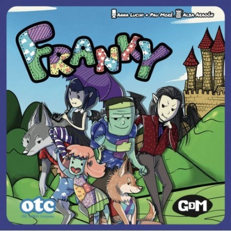Caixa do jogo de cartas Franky e componentes