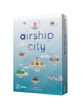 Caja y componentes del juego de mesa Airship City