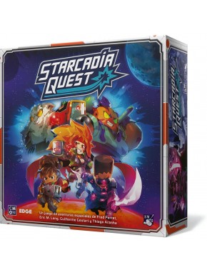 Caja y contenido del juego de mesa Starcadia Quest