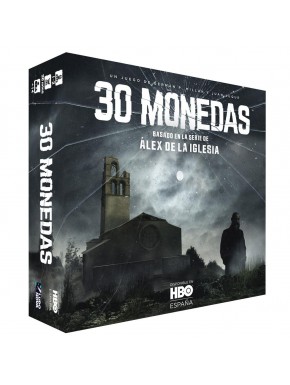 Caja del juego de mesa 30 Monedas con diseño de iglesia