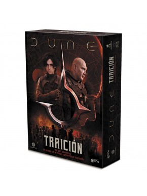 Caja del juego de mesa Dune: Traición con diseño épico