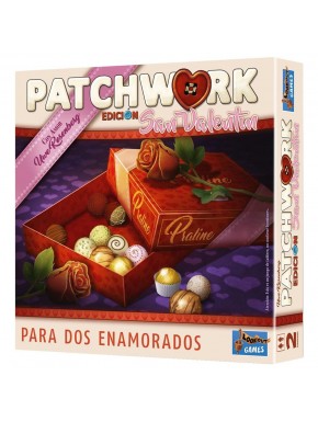 Caja del juego de mesa Patchwork San Valentín con bombones