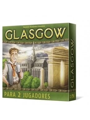 Caixa e componentes do jogo de tabuleiro Glasgow.