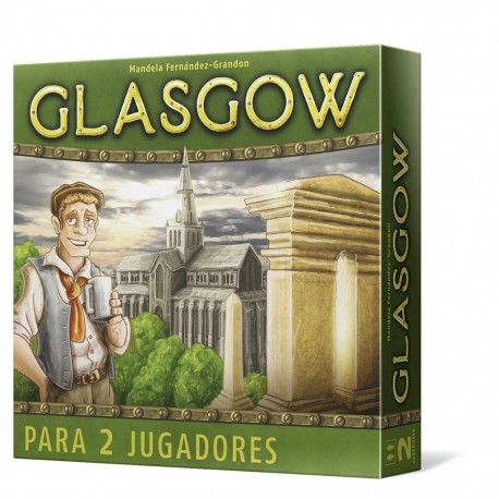 Caixa e componentes do jogo de tabuleiro Glasgow.