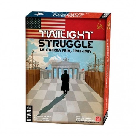 Caja y componentes del juego de mesa Twilight Struggle de Devir