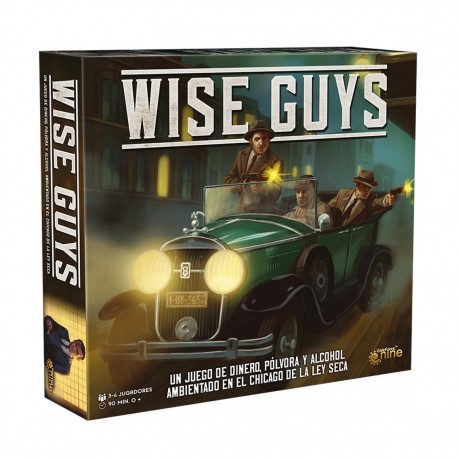 Boîte de jeu de société Wise Guys avec thème de Chicago des années 1920