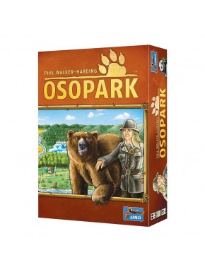 Caixa do jogo de tabuleiro Osopark com tabuleiro e peças