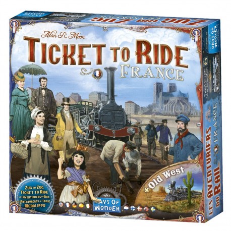 Caixa e tabuleiro do jogo Ticket to Ride França