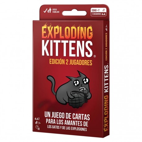 Caixa do jogo de cartas Exploding Kittens Edição 2 Jogadores