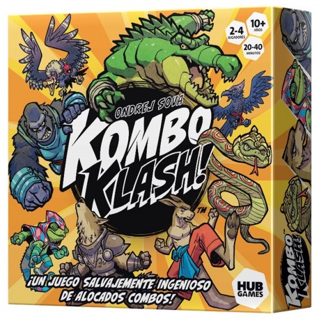 Caja del juego Kombo Klash! con criaturas y componentes del juego