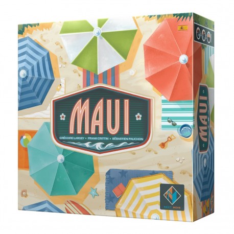 Caja del juego de mesa Maui con sombrillas y toallas
