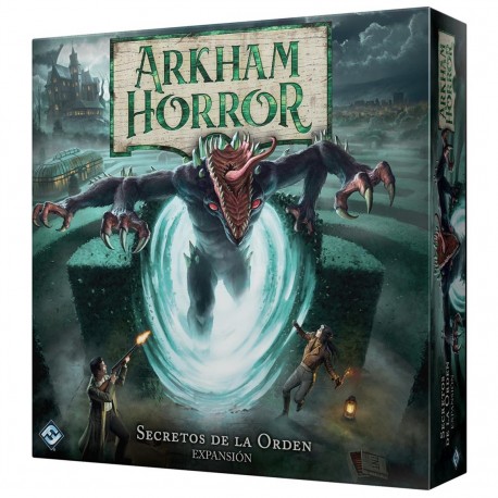 Caja expansión Arkham Horror Secretos de la Orden con contenido