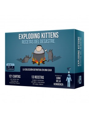Caja y cartas del juego Exploding Kittens Recetas del Desastre