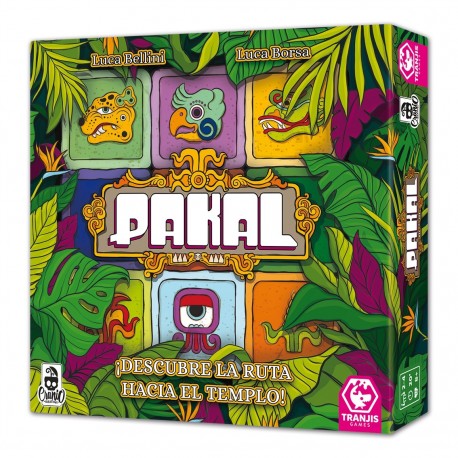 Juego de mesa Pakal con caja y componentes coloridos