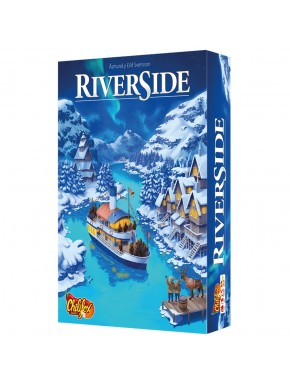 Caja del juego de mesa Riverside con temática invernal