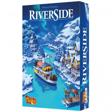 Caja del juego de mesa Riverside con temática invernal
