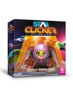 Caja y componentes del juego de mesa Star Clicker