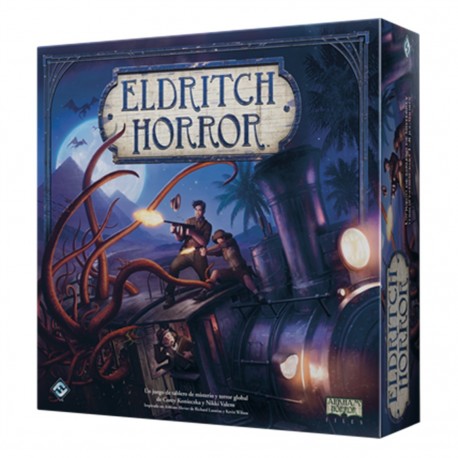 Caja del juego Eldritch Horror con temática de terror