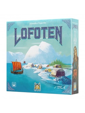 Caja del juego de mesa Lofoten con diseño vikingo