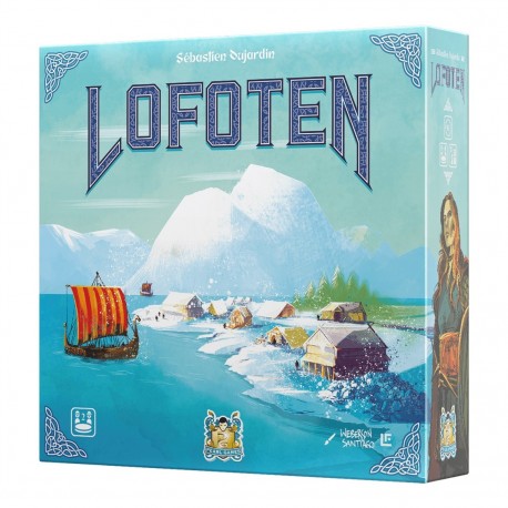 Caja del juego de mesa Lofoten con diseño vikingo