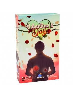 Caixa e conteúdo do jogo de tabuleiro Valentine's Day