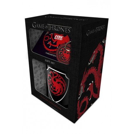 Pack regalo Targaryen Taza + Llavero + Posavasos Juego de Tronos