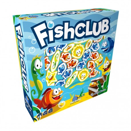 Caixa do jogo Fish Club, aquário e peças incluídas