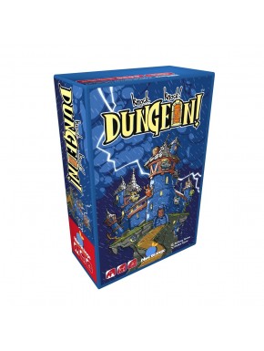 Caixa e componentes do jogo de tabuleiro Knock! Knock! Dungeon
