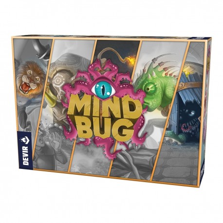 Juego de cartas Mindbug de Richard Garfield, caja y contenido.