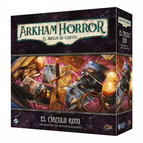 Caja y cartas de la expansión El Círculo Roto de Arkham Horror LCG