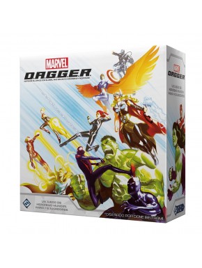Caja y componentes del juego de mesa Marvel D.A.G.G.E.R.