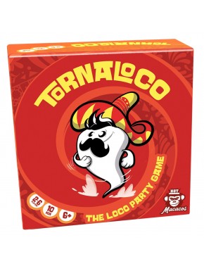 Caixa e cartas do jogo Tornaloco com design colorido