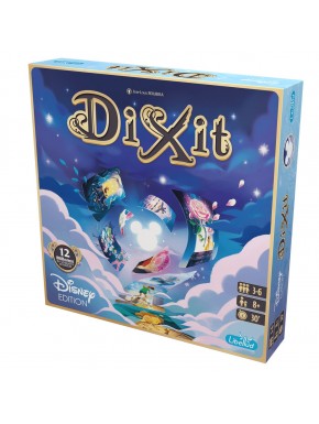 Caja y componentes del juego de mesa Dixit Disney