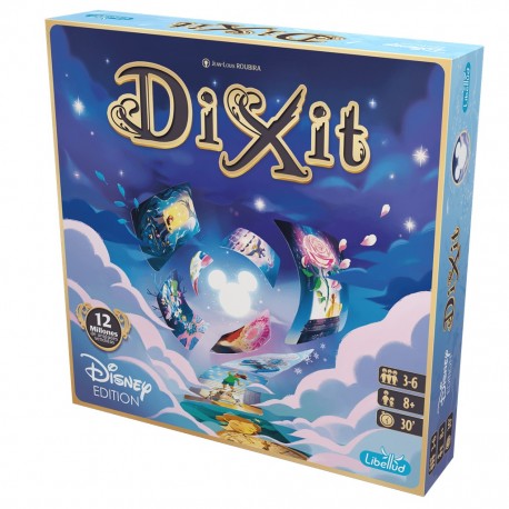 Caja y componentes del juego de mesa Dixit Disney