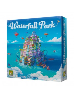 Caja y componentes del juego de mesa Waterfall Park