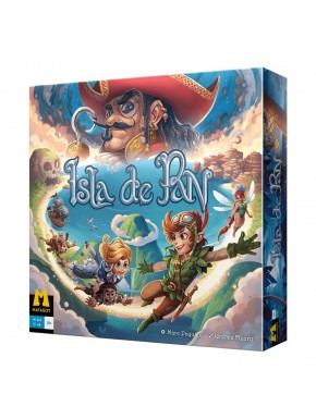 Caja de juego de mesa La Isla de Pan con personajes de Peter Pan