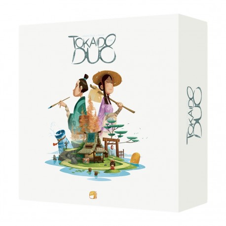 Caja y contenido del juego de mesa Tokaido Duo