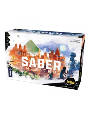 Caja del juego de mesa Saber Ancestral con diseño de civilizaciones
