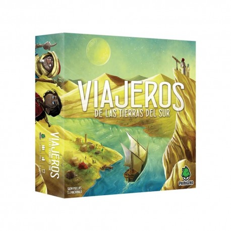 Caja del juego de mesa Viajeros de las Tierras del Sur