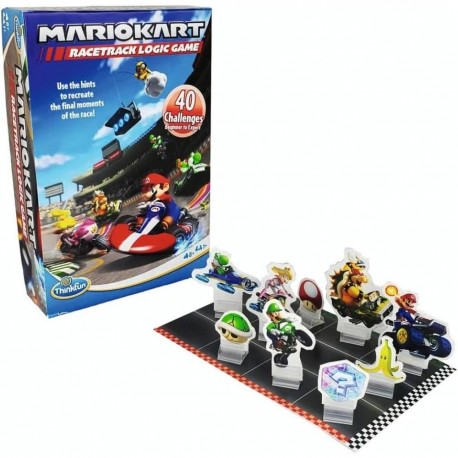 Caixa de jogo de lógica Mario Kart com personagens em miniatura