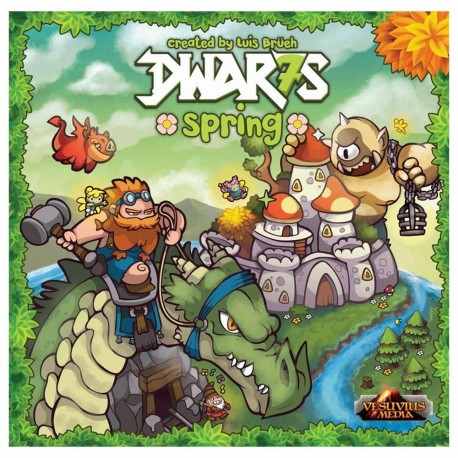 Caja del juego de mesa Dwar7s Spring con dragones y enanos