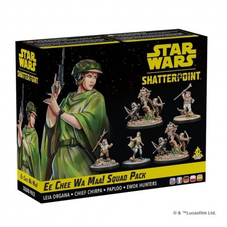 Caja del juego de mesa Star Wars Shatterpoint Ee Chee Wa Maa! con miniaturas