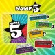 Caja del juego de mesa Name 5 Big Box con colores vibrantes