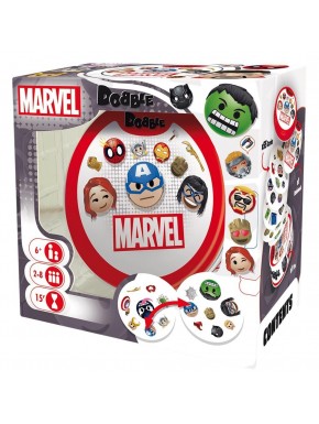 Boîte de jeu Dobble Marvel Emoji avec cartes
